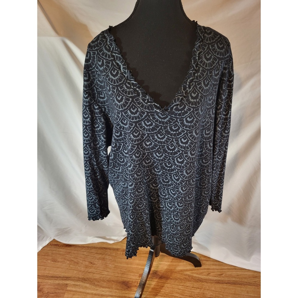 Fresh Produce 100% Cotton Lettuce Hem 3/4 Sleeve Shirt Top Size 2X